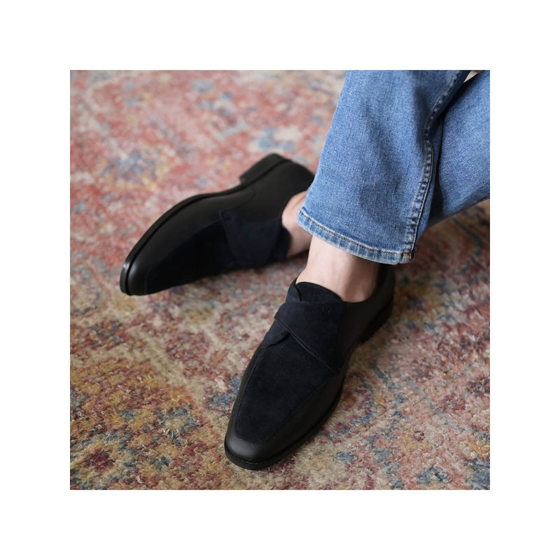 Coral Haze Black Velvet and Faux Leather Loafers (EURO 40)