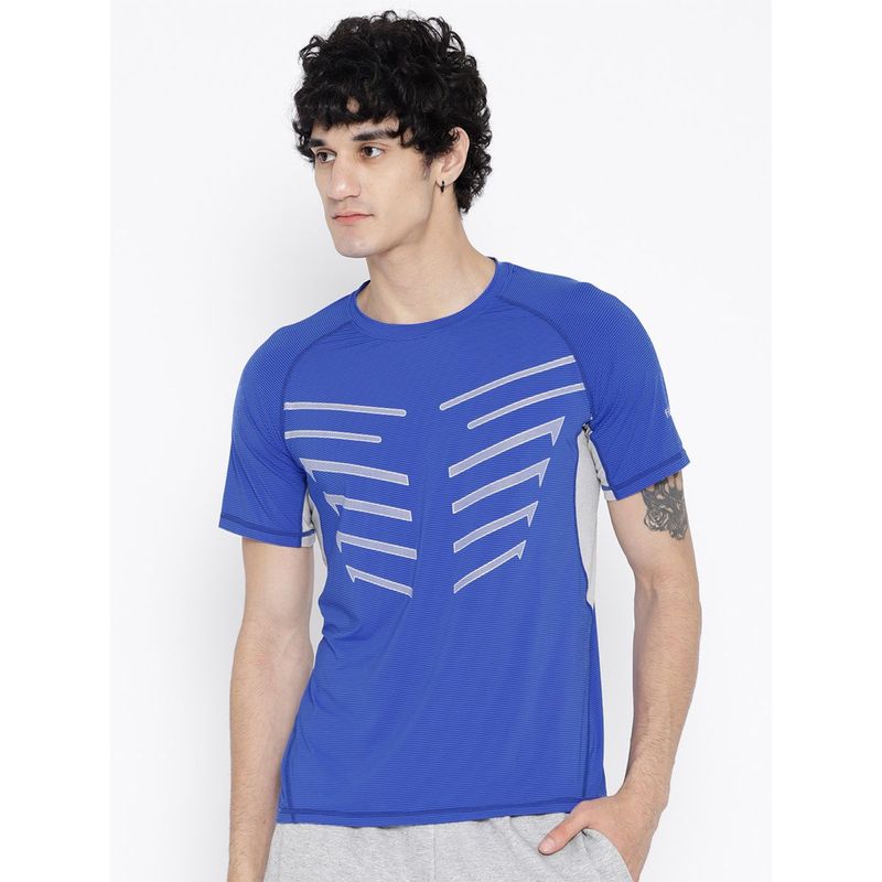 Fitkin Men's Blue Printed Round Neck T-shirt (S)