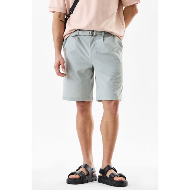 Snitch Light Grey Solid Regular Casual Shorts for Men (30)