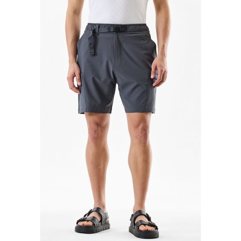 Snitch Charcoal Grey Textured Regular Casual Shorts for Men (38)