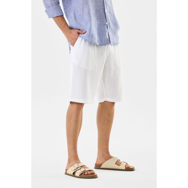 Snitch White Solid Casual Wear Shorts for Men (34)