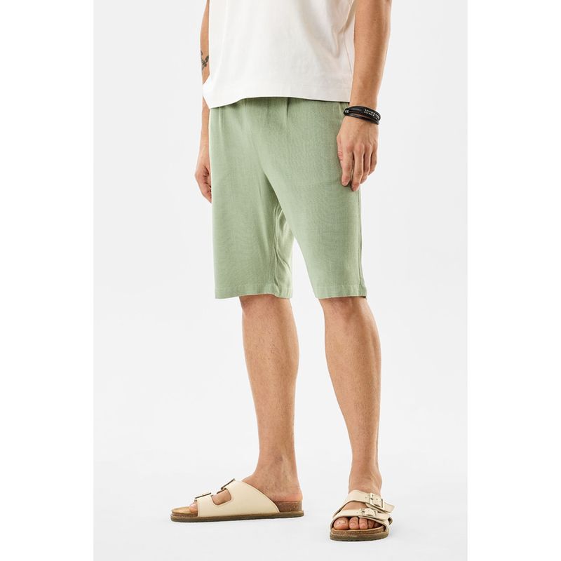 Snitch Sage Green Solid Casual Wear Shorts for Men (30)