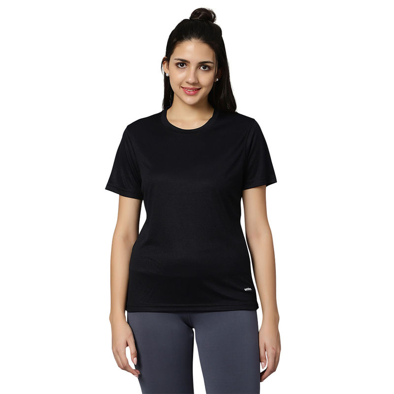 Omtex Womens Activewear T Shirt Regular Fit for Casual Wear Black (2XL)