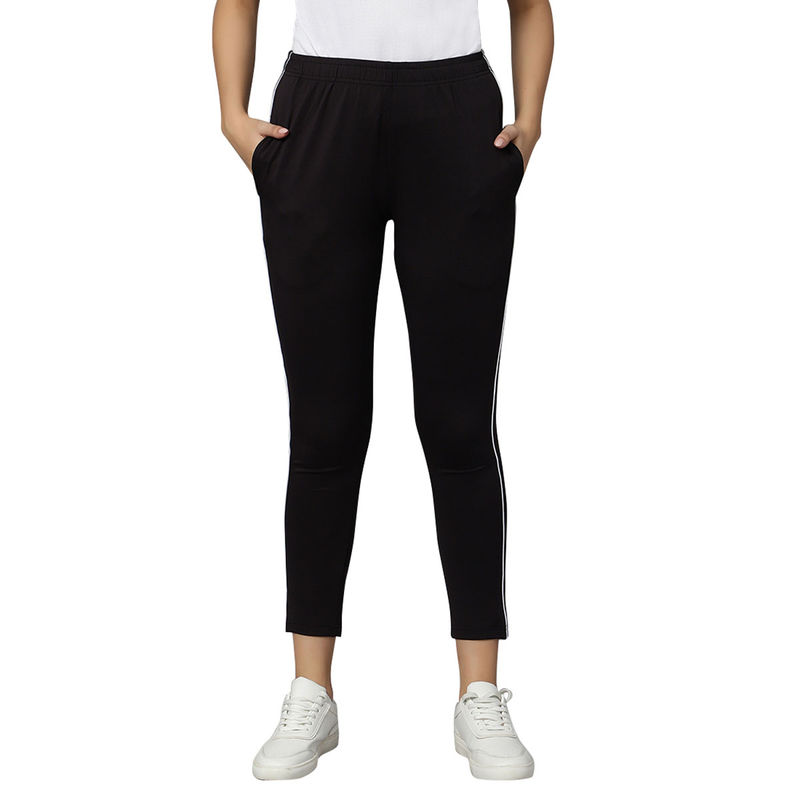 Omtex Womens Track Pants for Workout Sporty Gym Athletic Fit Track Pants Black (2XL)