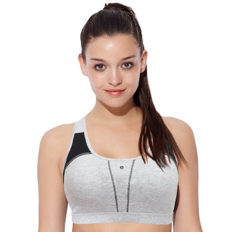 Enamor SB08 Medium Impact Sports Bra Racer Back, Removable Pads & Wirefree - Grey (M) - SB08
