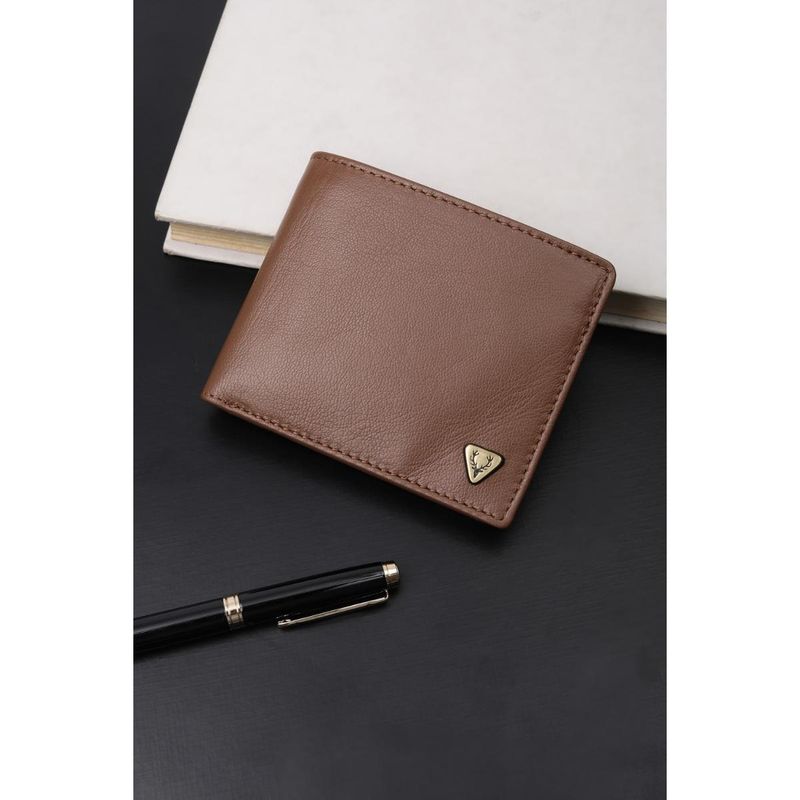 Buy Allen Solly Men Brown Textured Genuine Leather Wallet Online