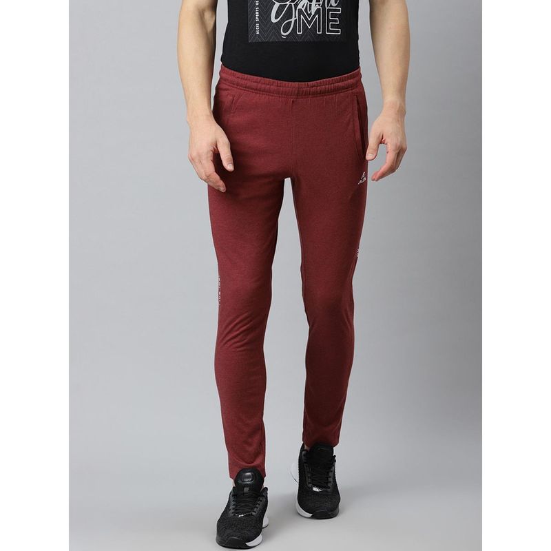 Alcis Men Maroon Solid Slim Fit Mid-Rise Track Pants (L)
