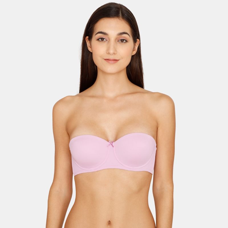 Zivame Beautiful Basics Padded Wired 3-4Th Coverage Strapless Bra - Violet (34C)