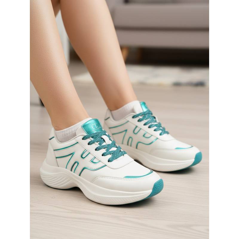 Carlton London Women White Lifestyle Metallic Piping Sneakers (EURO 36)