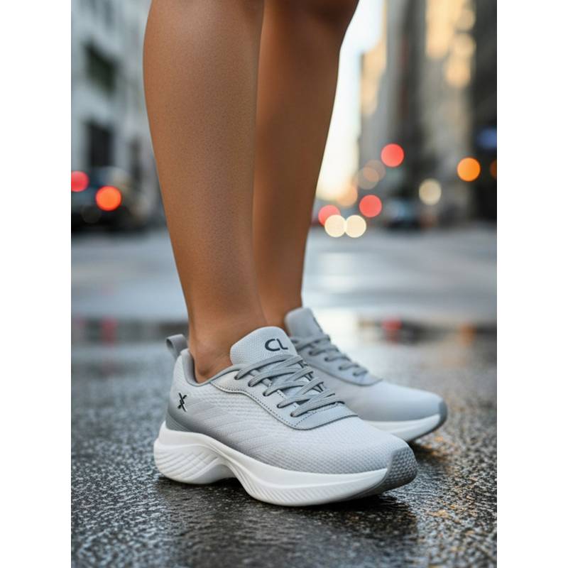 Carlton London Women Grey Breathable Knitted Performance Cushioned Sneakers (EURO 36)