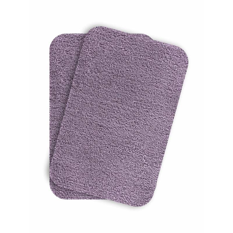 OBSESSIONS Absorbent and Quick-Dry Polyester Bath Mat - Purple (Pack of 2) (30x45 cm)
