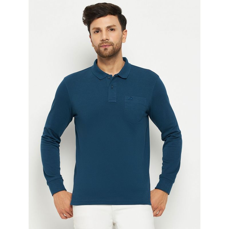 98 Degree North Men Polo Neck Full Sleeve T-Shirt - Teal (2XL)