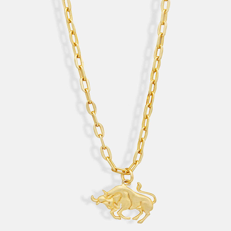 18k Gold-Accented Taurus Pendant Necklace from Bali - Sparkling Taurus |  NOVICA