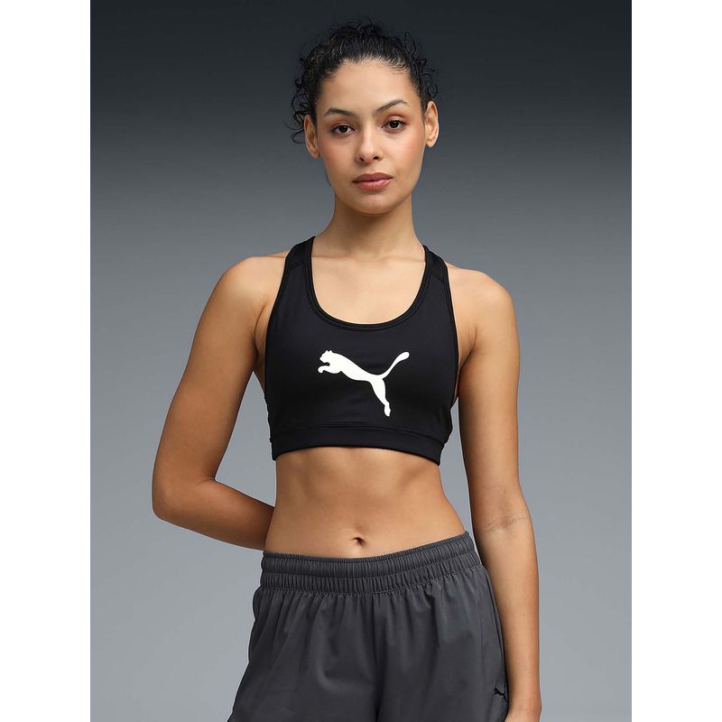 Puma 4Keeps Womens Racerback Mid Impact Sports Bra Black (XS)