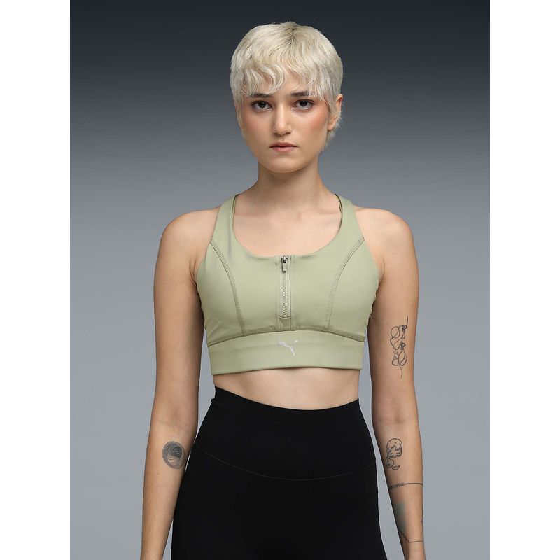 Puma High Impact Womens Quick-Dry Workout Bra Green (XS)