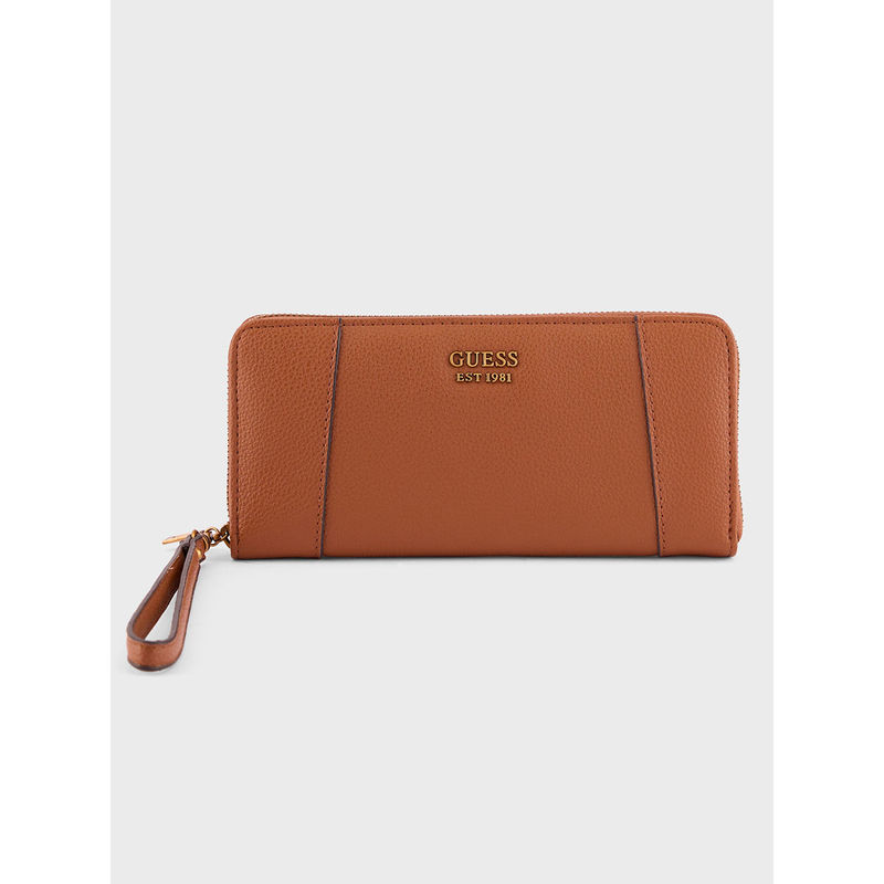 Guess Naya Slog Large Zip Around Wallet Rust