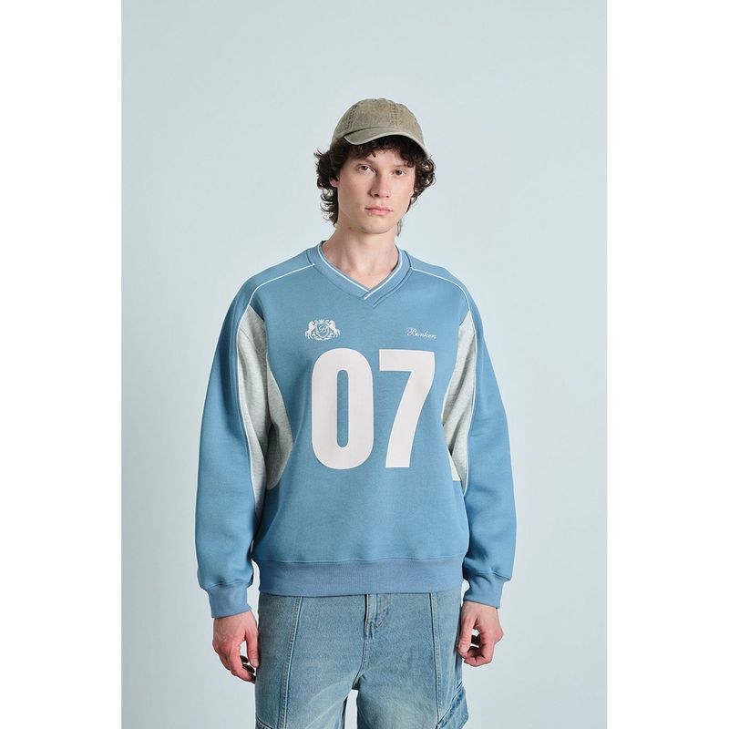 Bonkers Corner Silver Blue 07 Varsity V-Neck Sweatshirt (M)