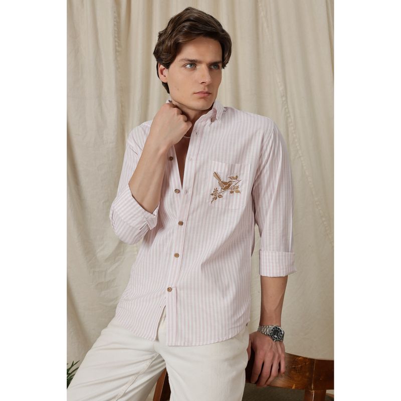 Eszett Pink Stripes Perch Embroidery Shirt (S)