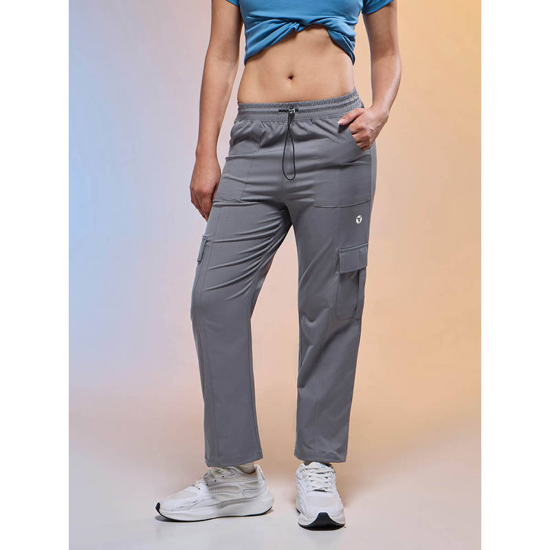Technosport Women Solid Slim Fit Sports Cargo Trackpants with TS FLEXI (S)