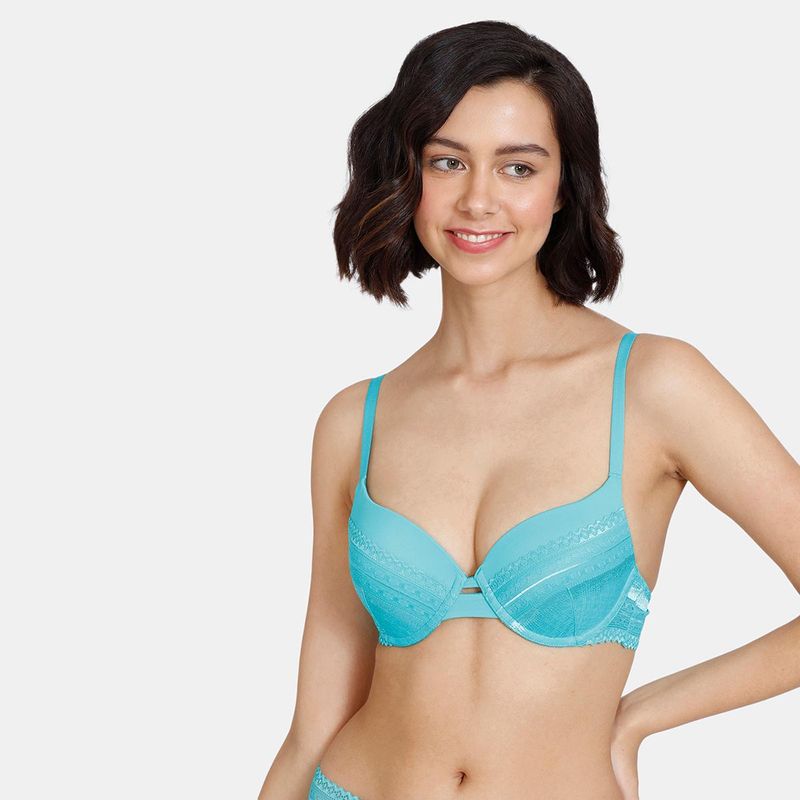 Zivame Coalescence Push-Up Wired 3-4th Coverage Bra Ceramic Blue (38A)