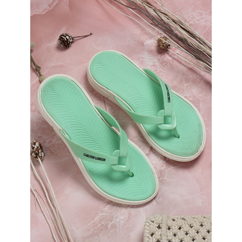 Carlton London Women Green Solid Flipflops (EURO 37)