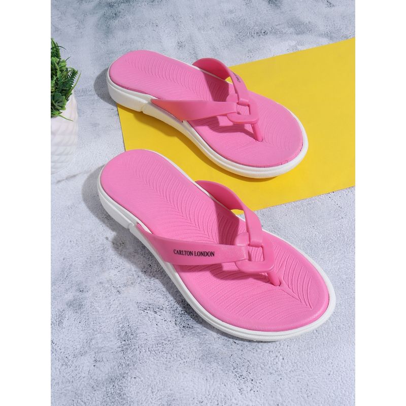 Carlton London Women Pink Solid Flipflops (EURO 39)