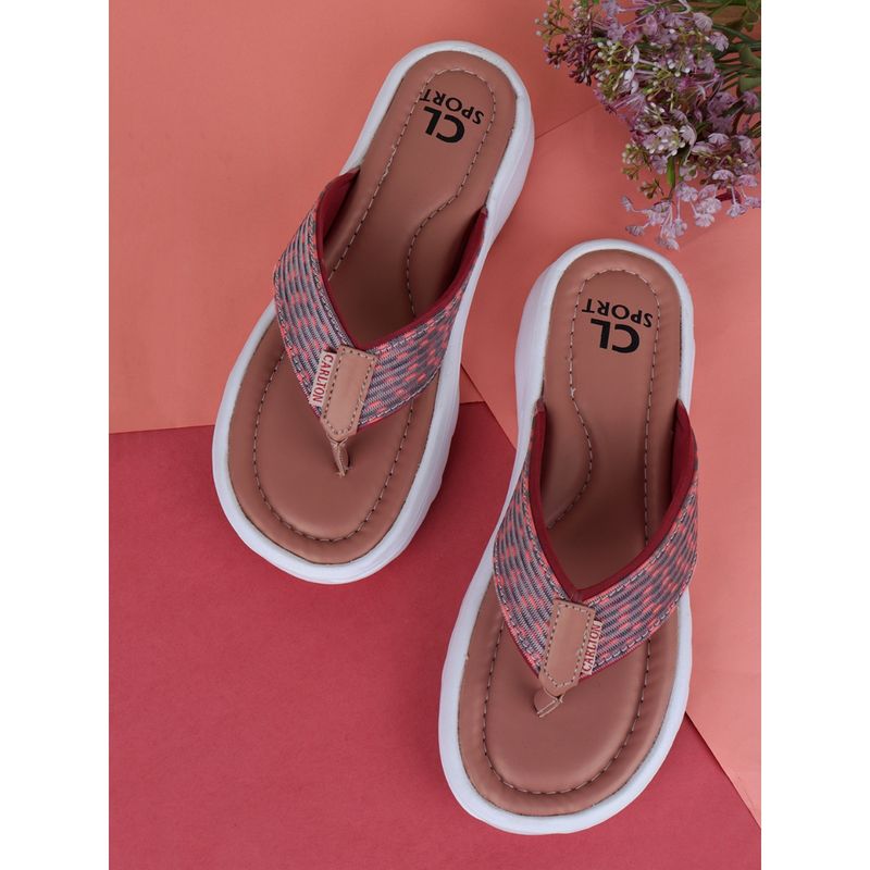 Carlton London Women Pink Textured Flipflops (EURO 36)