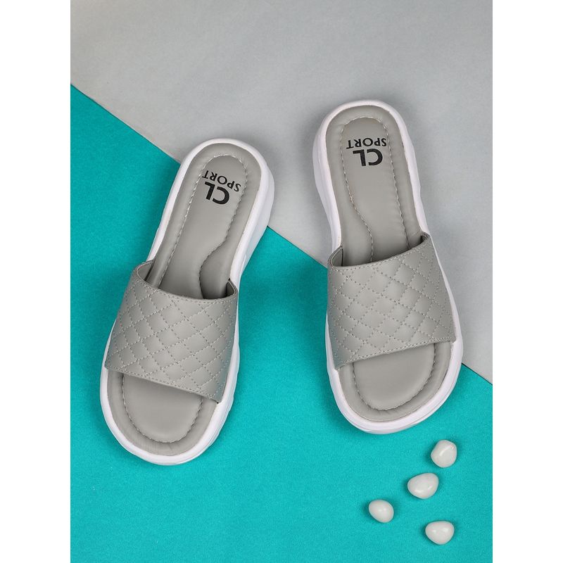 Carlton London Women Grey Textured Sliders (EURO 36)