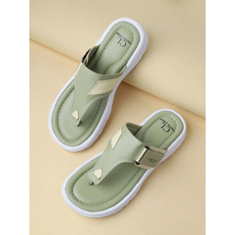 Carlton London Women Green Solid Flipflops (EURO 40)
