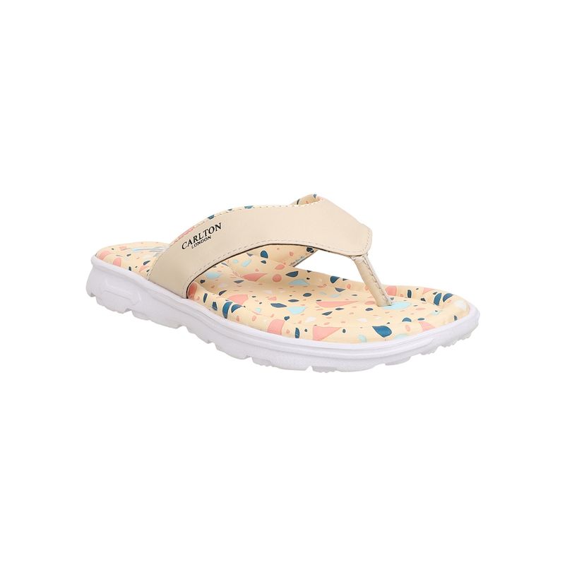 Carlton London Women Beige Printed Flipflops (EURO 36)