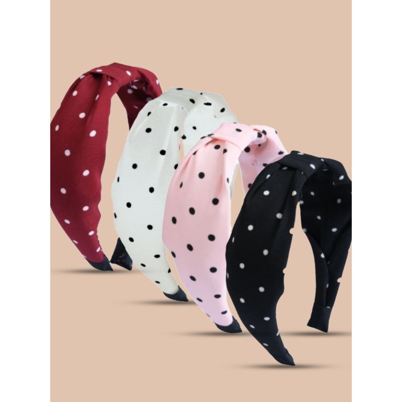 Buy OOMPH Mult-Colour Silk Polka Dots Knotted Fashion Hair Band
