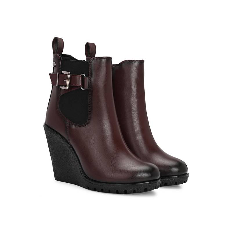 Delize Womens Maroon Wedge Chelsea Boots (UK 3)