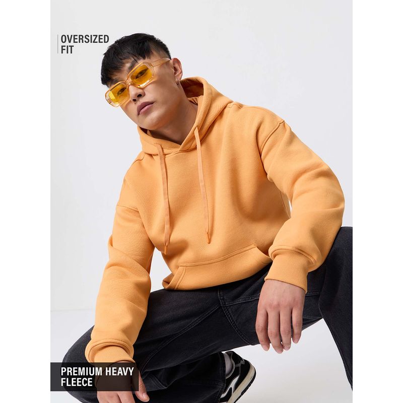 The Souled Store Solids Apricot Men Oversized Hoodie (XS)