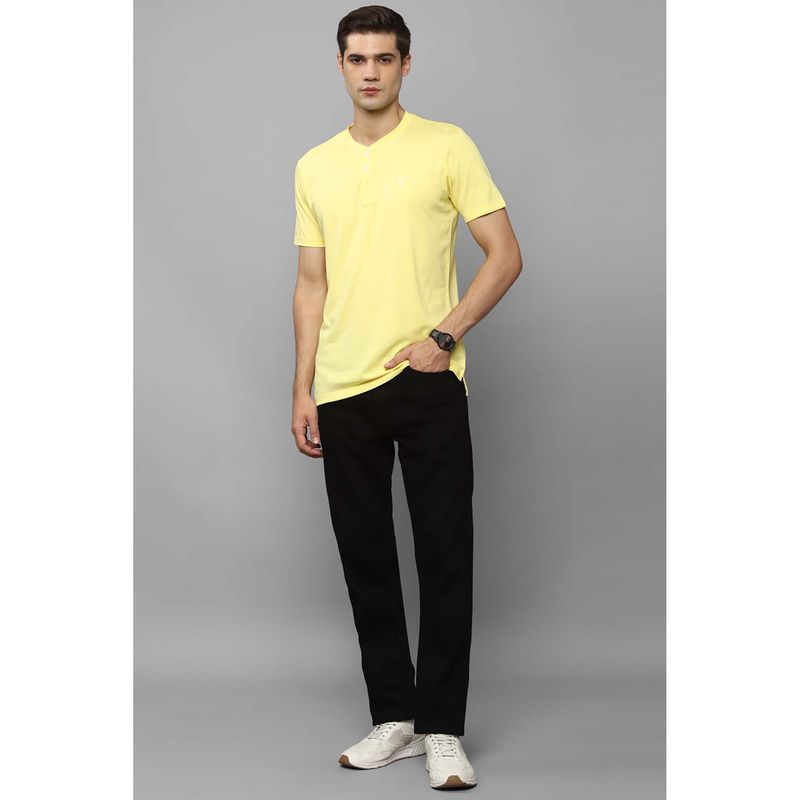 Allen Solly Men Yellow Solid Henley Neck T-Shirt (M)