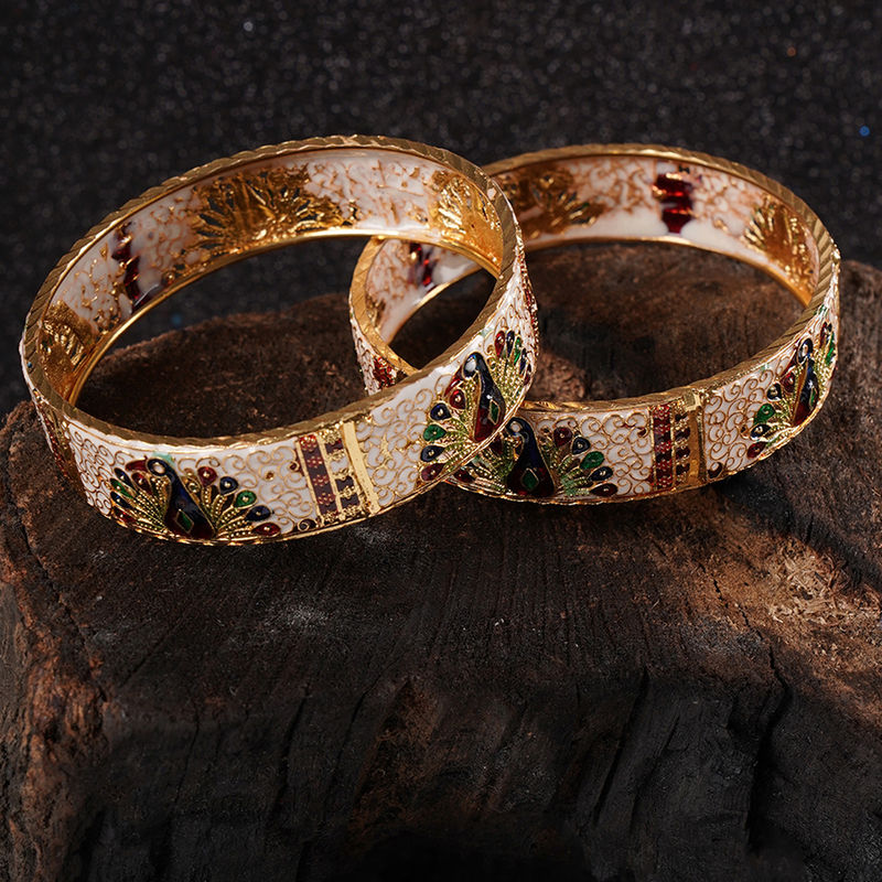 SHOSHAA Gold-plated Multi Color Meenakari Bangle - 2.4