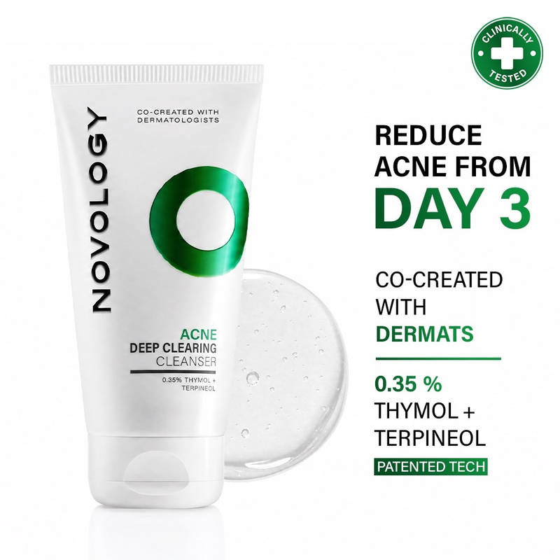 Novology Acne Clearing Foaming Cleanser, Facewash For Pimples, Sensitive Skin, Dermat Tested