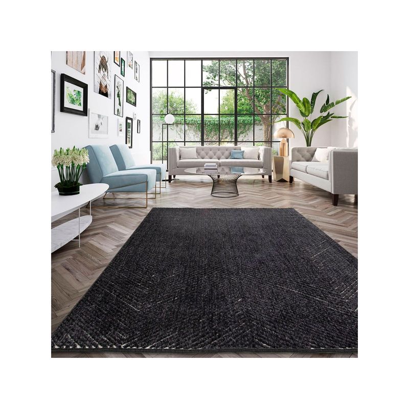 OBSESSIONS Super Soft Anti Static Striped Carpet, Black (4 x 6 Feet)