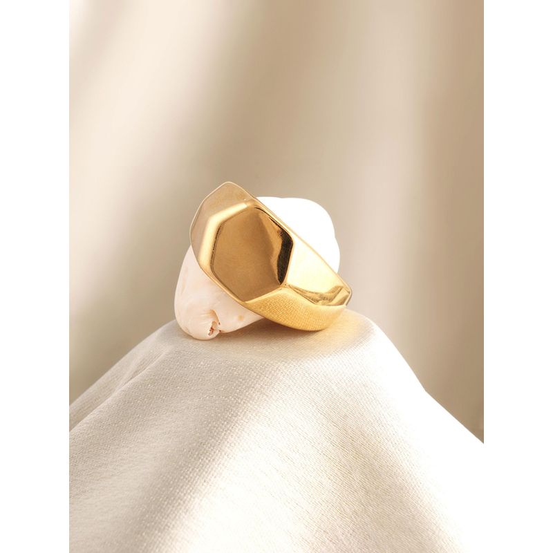 Palmonas Mens Waterproof and Anti-Tarnish Hexagonal Gold Statement Ring (9)