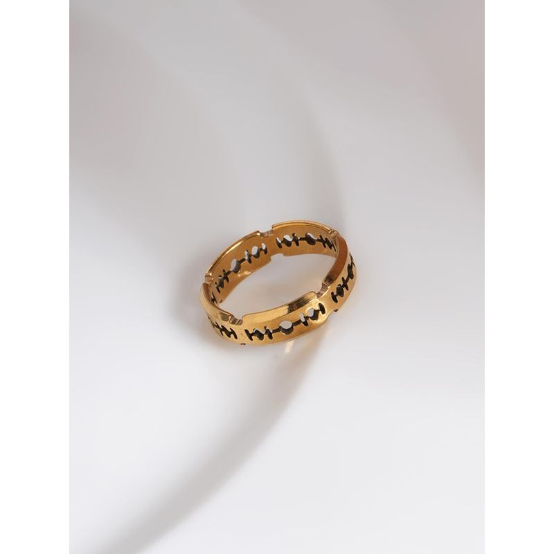Palmonas Mens Waterproof and Anti-Tarnish Gold with Cut-Out Design Ring (6)