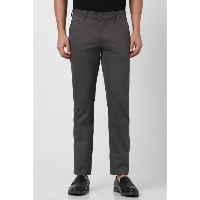 Van Heusen Men Grey Textured Slim Fit Chinos (38)