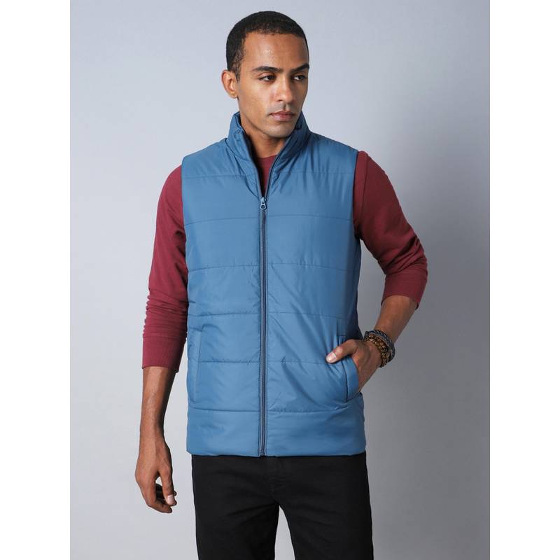 High Star Men Blue Colourblocked Outdoor Puffer Jacket (M)