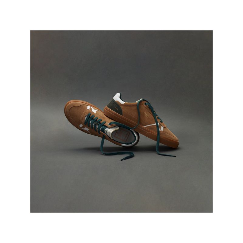 Pepe Jeans Men Brown Suede Leather Sneakers with Anti-Skid Rubber Sole (UK 10)