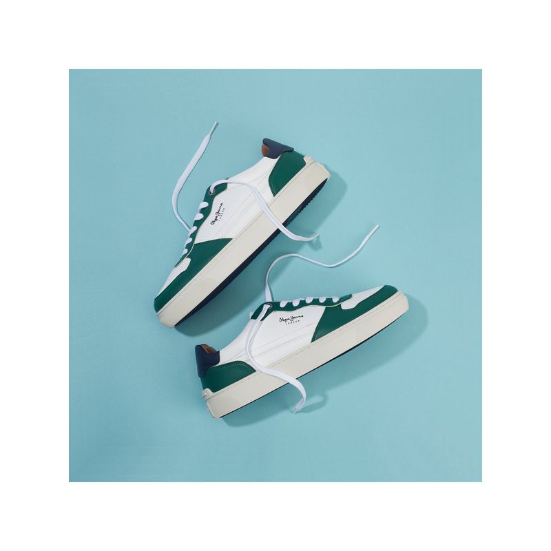 Pepe Jeans Men Green Pu Sneakers with Comfort Foam Insole (UK 8)