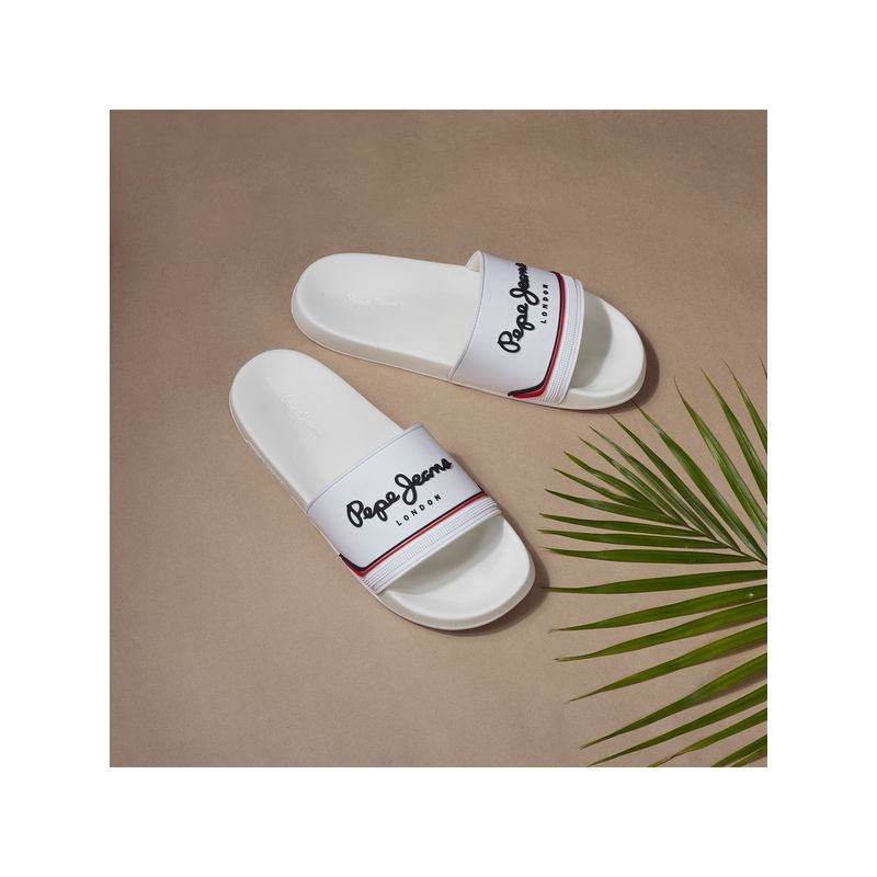 Pepe Jeans Men White Slider with Arch Fit Footbed (UK 9)