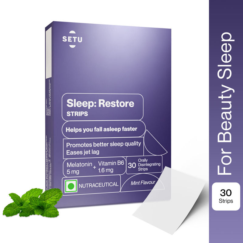 Setu Sleep Restore - Melatonin 5mg Orally Dissolving Strips with Vitamin B6 for Sleep & Relaxation