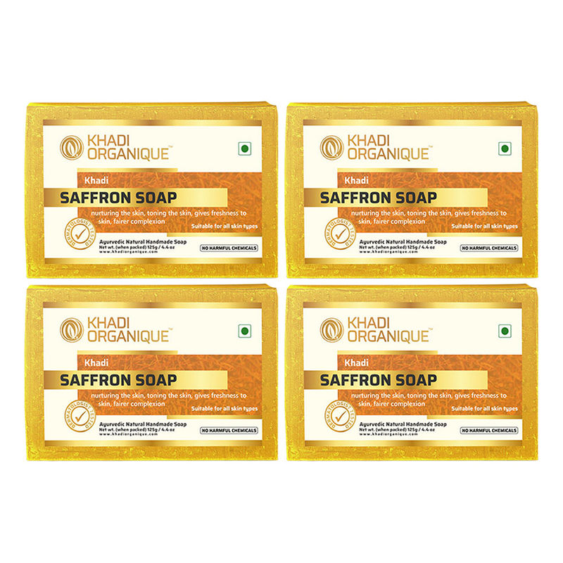 Buy Khadi Organique Saffron Bathing Soap Pack Of 4 Online