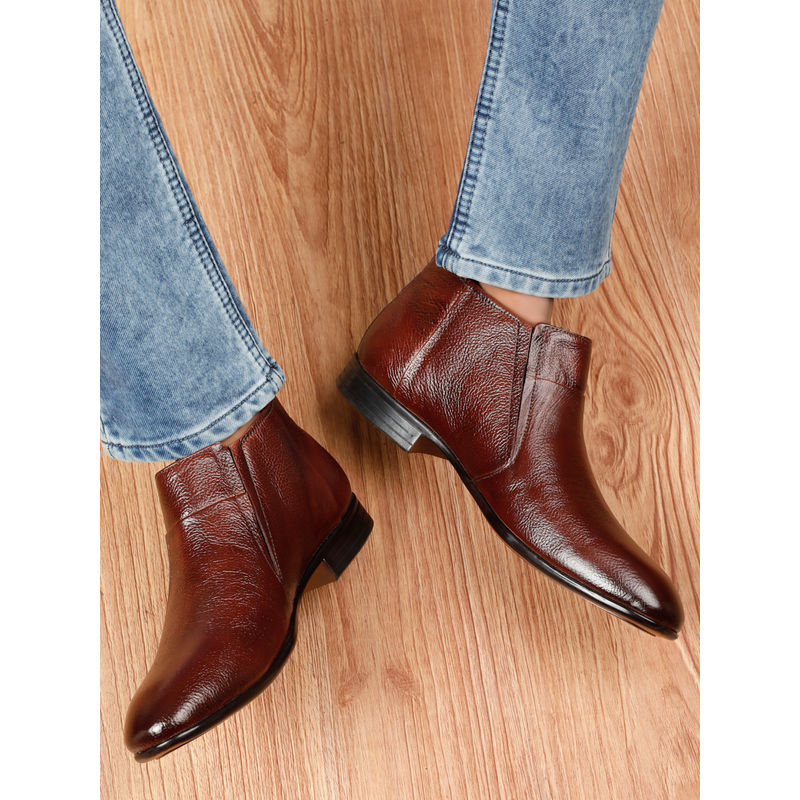 Teakwood Men Brown Solid Leather Chelsea Boots (EURO 42)