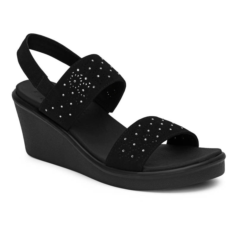 SKECHERS Womens Rumble On Black Casual Wedges Heels (US 8)