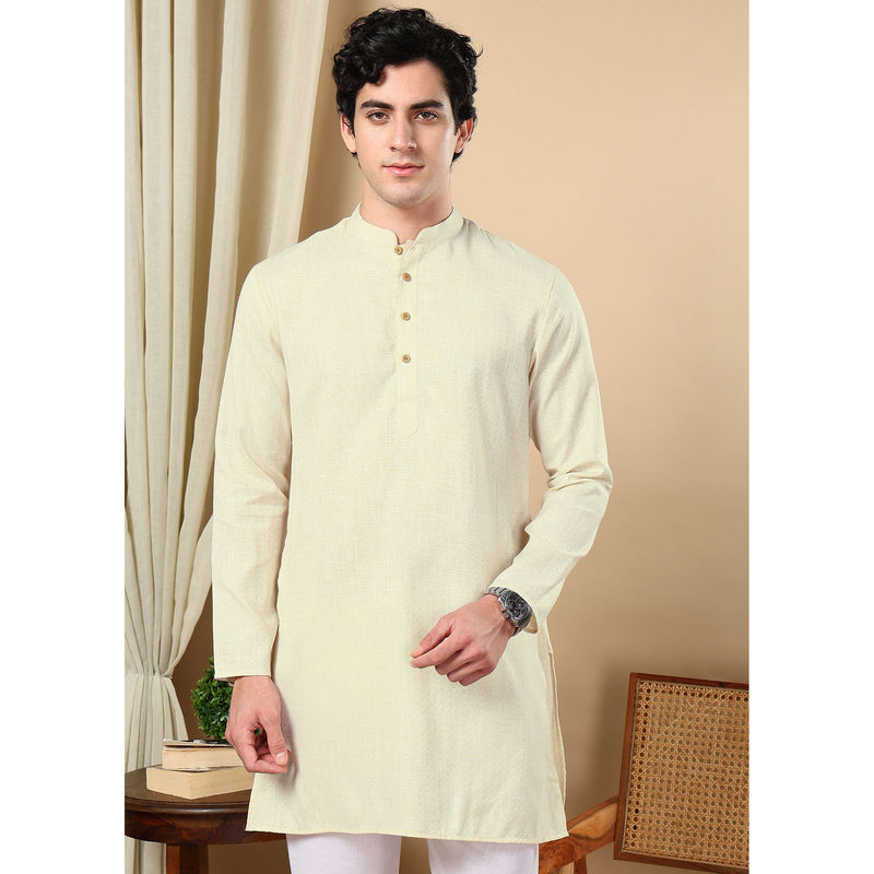 TATTVA Beige Toned Woven Design Short Kurta (40)