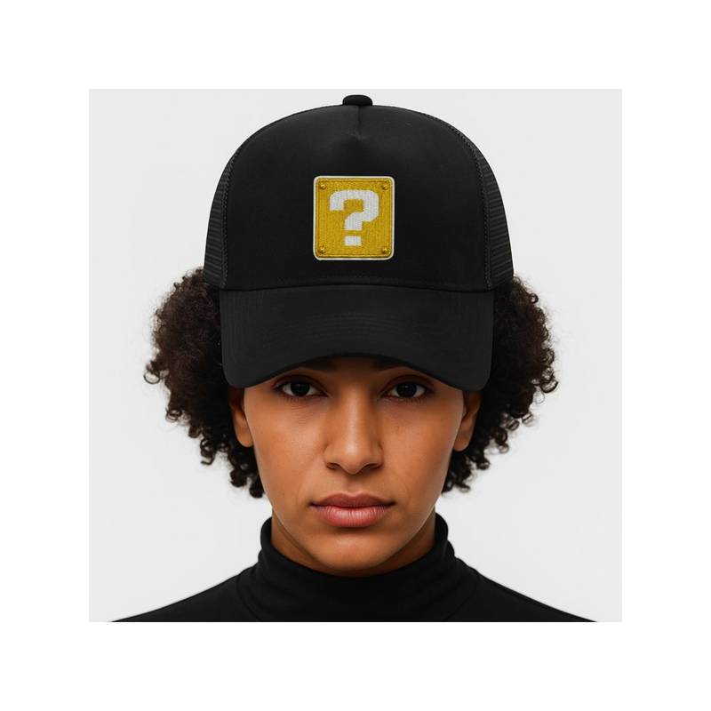Buy The Tie Hub Black Question Mark Logo Trucker Cap Online